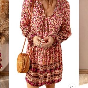 Vici Multicolor Floral Long Sleeve Dress